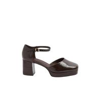 Yours - Croc Faux Leather Platform Block Heels in Extra Wide Eee Fit - Women's Brown