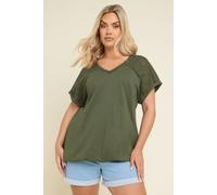 Yours Curve Green Crochet Bubble Hem T-Shirt - Women's - Plus Size Curve