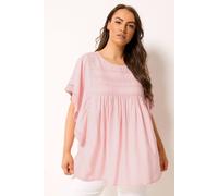Yours Women's Crochet Drape Sleeve Blouse in Baby Pink | Size: 22-24 Yours Baby Pink 22-24