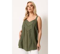 Yours Curve Green Crochet Insert Vest Top - Women's - Plus Size Curve
