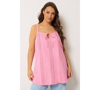 Yours Crochet Linen Cami Vest Top In Pink Pink