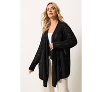 Yours Crochet Longline Waterfall Cardigan In Black Black