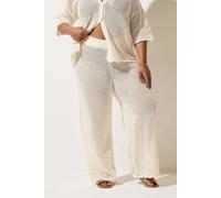 Yours Women's Crochet Scallop Edge Trousers in Cream | Size: 26-28 Yours Cream 26-28