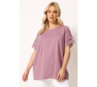 Yours Curve Pink Crochet T-Shirt - Women's - Plus Size Curve