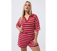 Yours Women's Crochet Stripe Shorts in Red | Size: 18 Yours Red 18