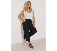 Yours Crochet Trim Cropped Trousers In Black Black 20