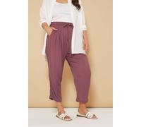 Yours Crochet Trim Cropped Trousers In Red Red 18
