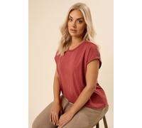 Yours Crochet Trim Detail T-Shirt In Orange Orange 16
