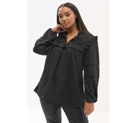 Yours Crochet Trim Frill Top In Black Black 34-36