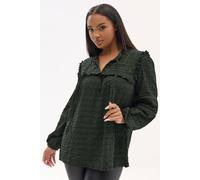 Yours Crochet Trim Frill Top In Dark Green Dark Green 16