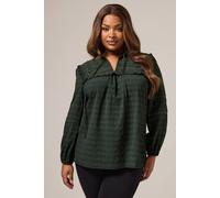 Yours Crochet Trim Frill Top In Dark Green Dark Green 26-28