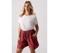Yours Crochet Trim Shorts In Red Red 30-32