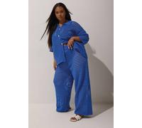 Yours Crochet Wide Leg Trousers In Cobalt Cobalt 22-24