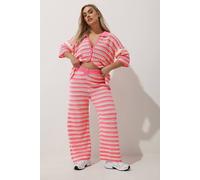 Yours Crochet Wide Leg Trousers In Pink Pink 26-28