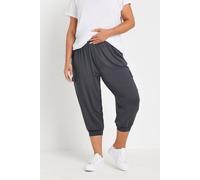 Yours Curve Charcoal Cropped Cargo Harem Joggers - Women's - Plus Size Curve