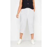 Yours Cropped Cotton Trousers In White White 22-24