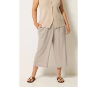 Cropped Wide Leg Linen Trousers Yours Natural 26-28