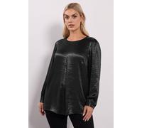 Yours Women's Crushed Satin Pleat Front Blouse in Black | Size: 20 Yours Black 20