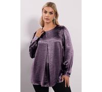 Yours Crushed Satin Pleat Front Blouse In Purple Purple 16