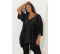 Yours Crushed Velour Kimono In Black Black 22-24