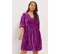 Yours Women's Crushed Velour Tea Dress in Bright Pink | Size: 20