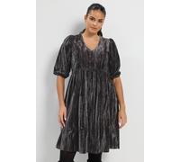 Yours Women's Crushed Velour Tea Dress in Charcoal | Size: 20 Yours Charcoal 20