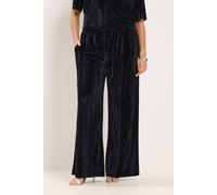 Yours Women's Crushed Velour Trousers in Black | Size: 20