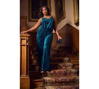 Crushed Velour Wide Leg Trousers Yours Teal 20