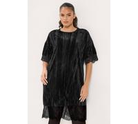 Yours Women's Crushed Velvet Lace Dress in Black | Size: 20
