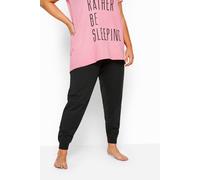 Yours Cuffed Pyjama Bottoms In Black Black 34-36