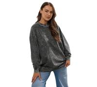 Yours Curve 2-In-1 Acid Wash Sweatshirt - Women's - Plus Size Curve Grey