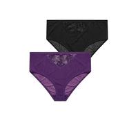Yours Curve 2 Pack & Black Floral Lace Briefs - Women's - Plus Size Curve