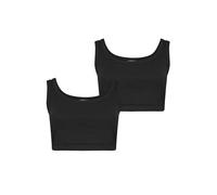 Yours Curve 2 Pack Ribbed Crop Tops - Women's - Plus Size Curve Black
