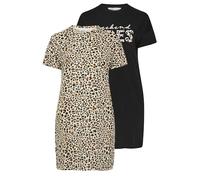 Yours Curve 2 Pack 'Weekend Vibes' Leopard Print Nightdresses - Women's - Plus Size Curve Black