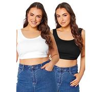 Yours Curve 2 Pack & White Ribbed Crop Tops - Women's - Plus Size Curve