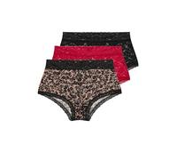 Yours Curve 3 Pack & Black Leopard Print Lace Mid Rise Shorts - Women's - Plus Size Curve