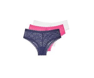 Yours Curve 3 Pack Blue & Pink Leopard Print Brazilian Briefs - Women's - Plus Size Curve