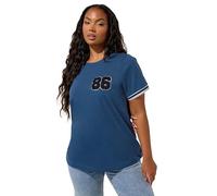 Yours Curve '86' Varsity Trim T-Shirt - Women's - Plus Size Curve Blue