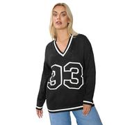 Yours Curve '93' Slogan Knitted Jumper - Women's - Plus Size Curve Black