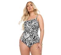 Yours Curve Abstract Animal Print Super Sculpt Swimsuit - Women's - Plus Size Curve Black