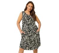 Yours Women's Abstract Drape Pocket Dress in Black | Size: 26-28 Yours Black 26-28