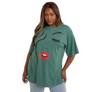 Yours Curve Abstract Face Print Top - Women's - Plus Size Curve Green