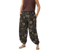 Yours Curve Abstract Floral Harem Trousers - Women's - Plus Size Curve Black