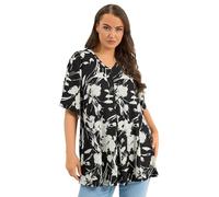 Yours Curve Abstract Floral Pleat Front Top - Women's - Plus Size Curve