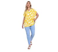 Yours Curve Abstract Notch Neck Blouse - Women's - Plus Size Curve Yellow