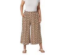 Yours Curve Abstract Plisse Crop Trousers - Women's - Plus Size Curve Brown
