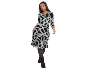 Yours Curve Abstract Pocket Dress - Women's - Plus Size Curve Black