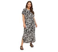 Yours Curve Abstract Print Plisse Maxi Dress - Women's - Plus Size Curve Black