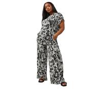 Yours Curve Abstract Print Plisse Top - Women's - Plus Size Curve Black