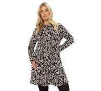 Yours Curve Abstract Print Ribbed Tunic Top - Women's - Plus Size Curve Black